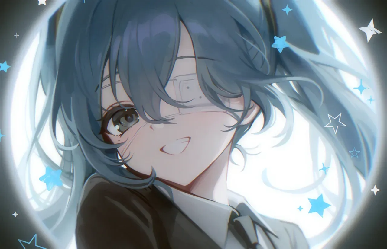 蓝紫色调的初音未来插画
