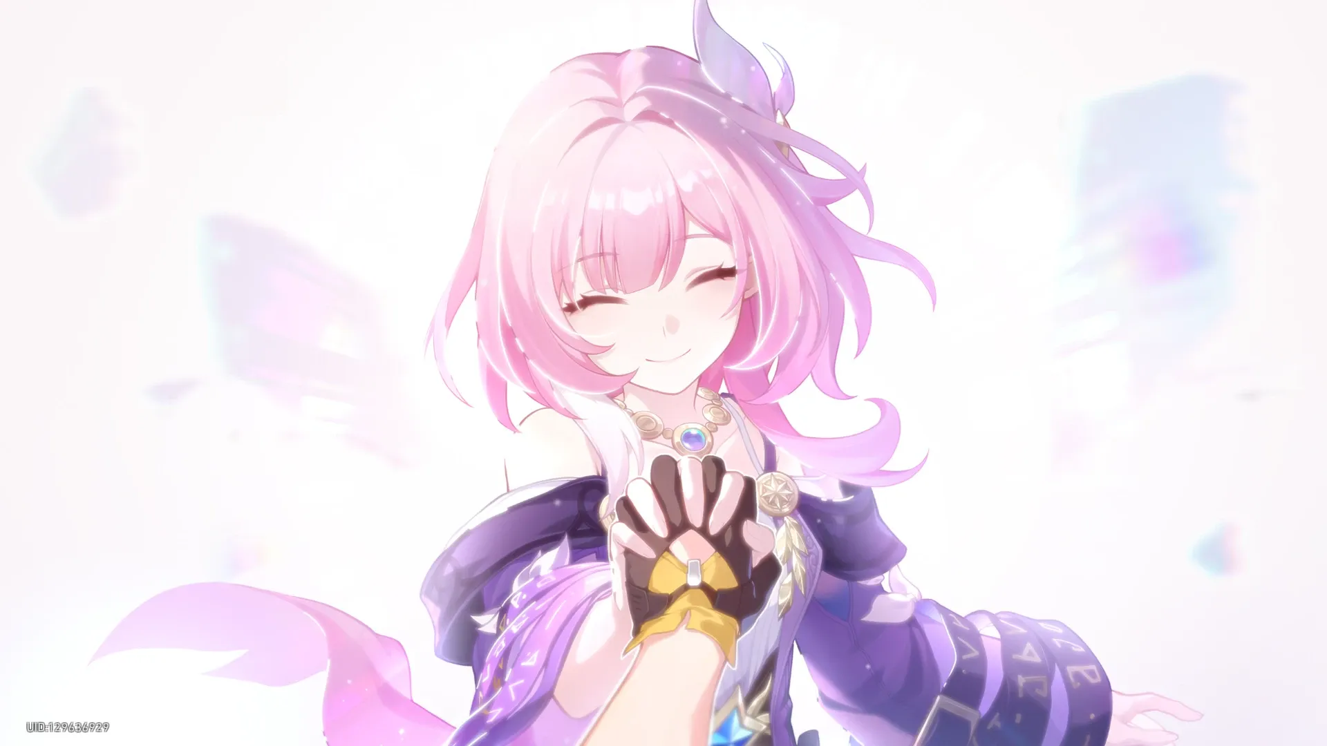 粉紫色调的少女与柔和光影插画