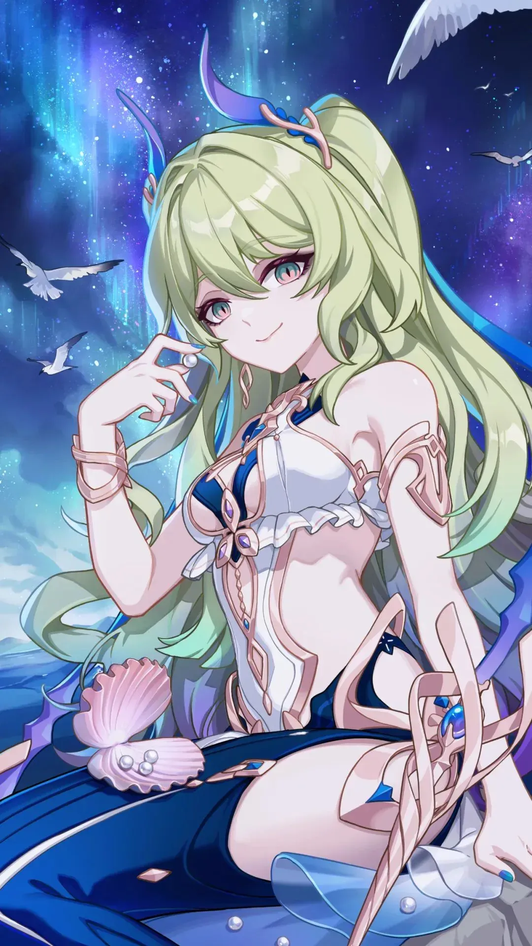 湛蓝色调的少女